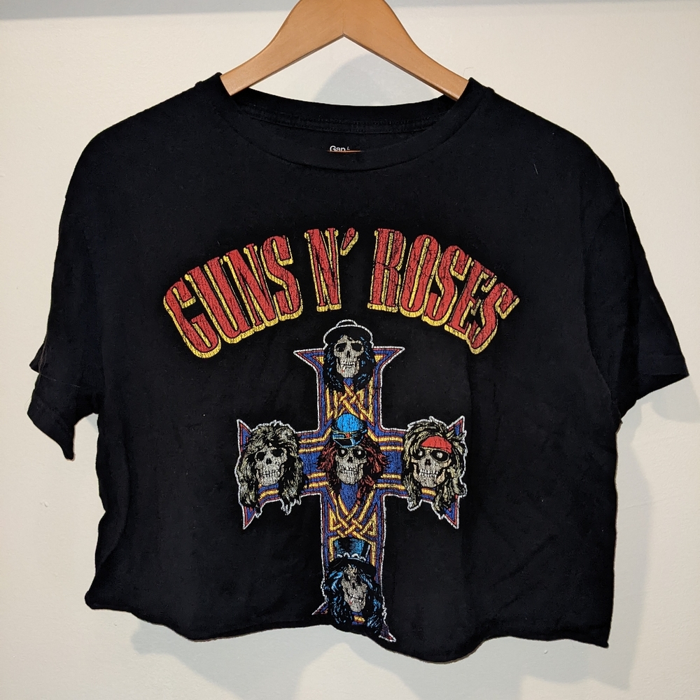 GUNS N' ROSES cropped Cotton T shirt size Large